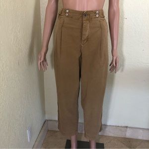 Anthropologie Khaki/Tan Wide-Leg Crop Cargo Pants High-Waisted Women’s Size 29